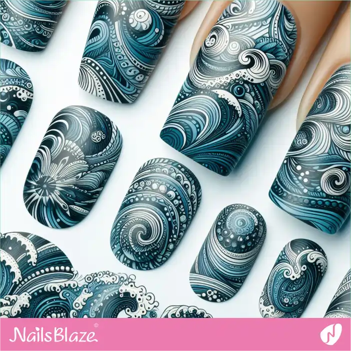Storm Ocean Waves Nail Art | Save the Ocean Nails - NB3258